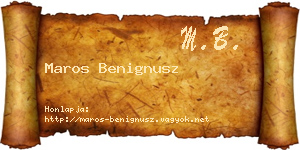 Maros Benignusz névjegykártya